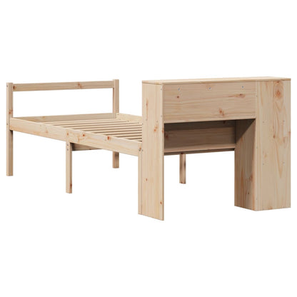 Bed Met Boekenkast Zonder Matras Massief Grenenhout Naturel