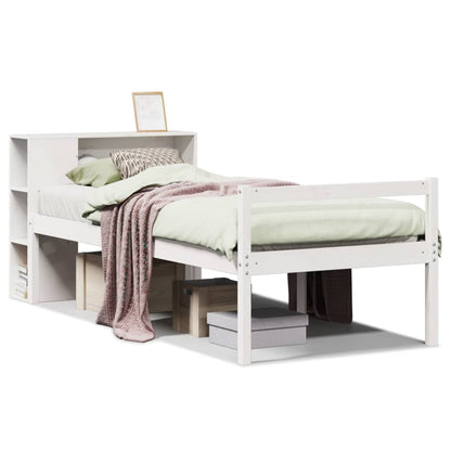 Bed Met Boekenkast Zonder Matras Grenenhout 75 x 190 cm Wit
