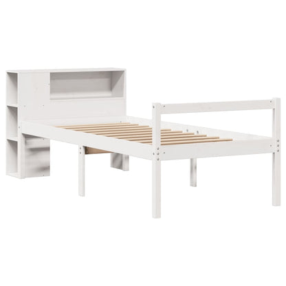 Bed Met Boekenkast Zonder Matras Grenenhout 75 x 190 cm Wit