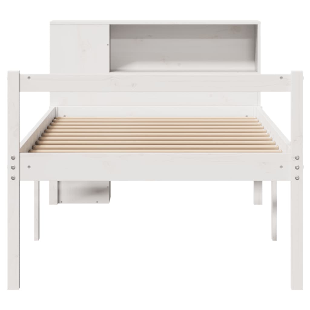Bed Met Boekenkast Zonder Matras Grenenhout 75 x 190 cm Wit