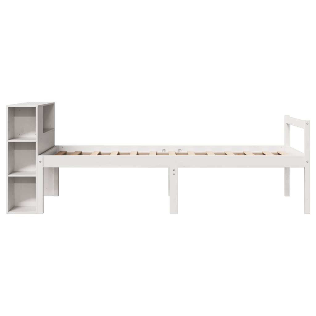 Bed Met Boekenkast Zonder Matras Grenenhout 75 x 190 cm Wit