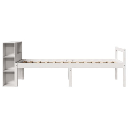 Bed Met Boekenkast Zonder Matras Grenenhout 75 x 190 cm Wit