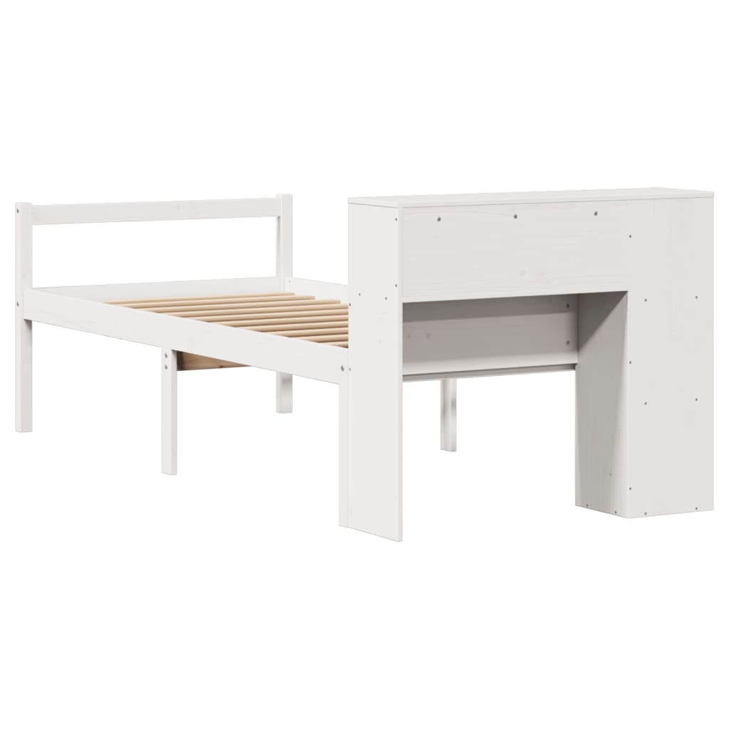 Bed Met Boekenkast Zonder Matras Grenenhout 75 x 190 cm Wit