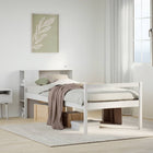 Bed 75x190 cm grenenhout wit met boekenkast