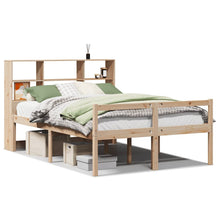 Bed Met Boekenkast Zonder Matras Massief Grenenhout 140 x 190 cm Naturel
