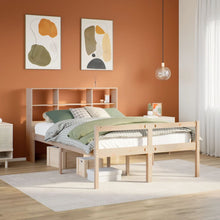 Bed Met Boekenkast Zonder Matras Massief Grenenhout 140 x 190 cm Naturel