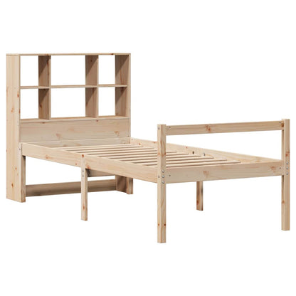 Bed Met Boekenkast Zonder Matras Massief Grenenhout 90 x 200 cm Naturel