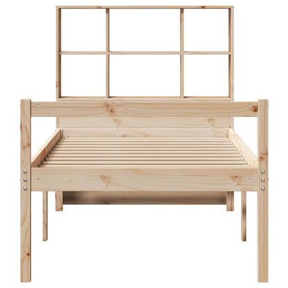 Bed Met Boekenkast Zonder Matras Massief Grenenhout 90 x 200 cm Naturel