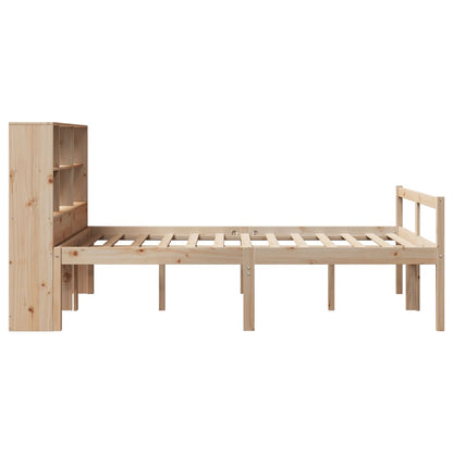 Bed Met Boekenkast Zonder Matras Massief Grenenhout 140 x 200 cm Naturel
