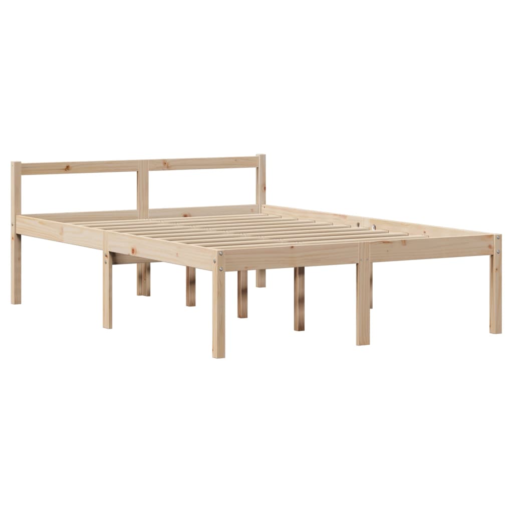 Bed Met Boekenkast Zonder Matras Massief Grenenhout 140 x 200 cm Naturel