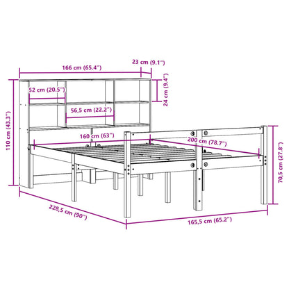 Bed met boekenkast zonder matras grenenhout wit 160x200 cm