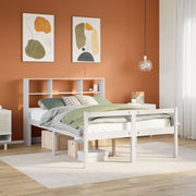 Bed grenenhout wit 160x200 cm met boekenkast