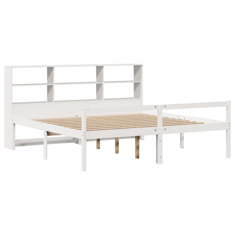 Bed met boekenkast zonder matras grenenhout wit 180x200 cm