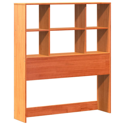 Bed met boekenkast zonder matras massief hout wasbruin 75x190cm
