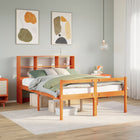 Bed met boekenkast zonder matras hout wasbruin 120x190 cm