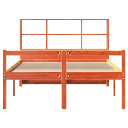 Bed met boekenkast zonder matras hout wasbruin 135x190 cm