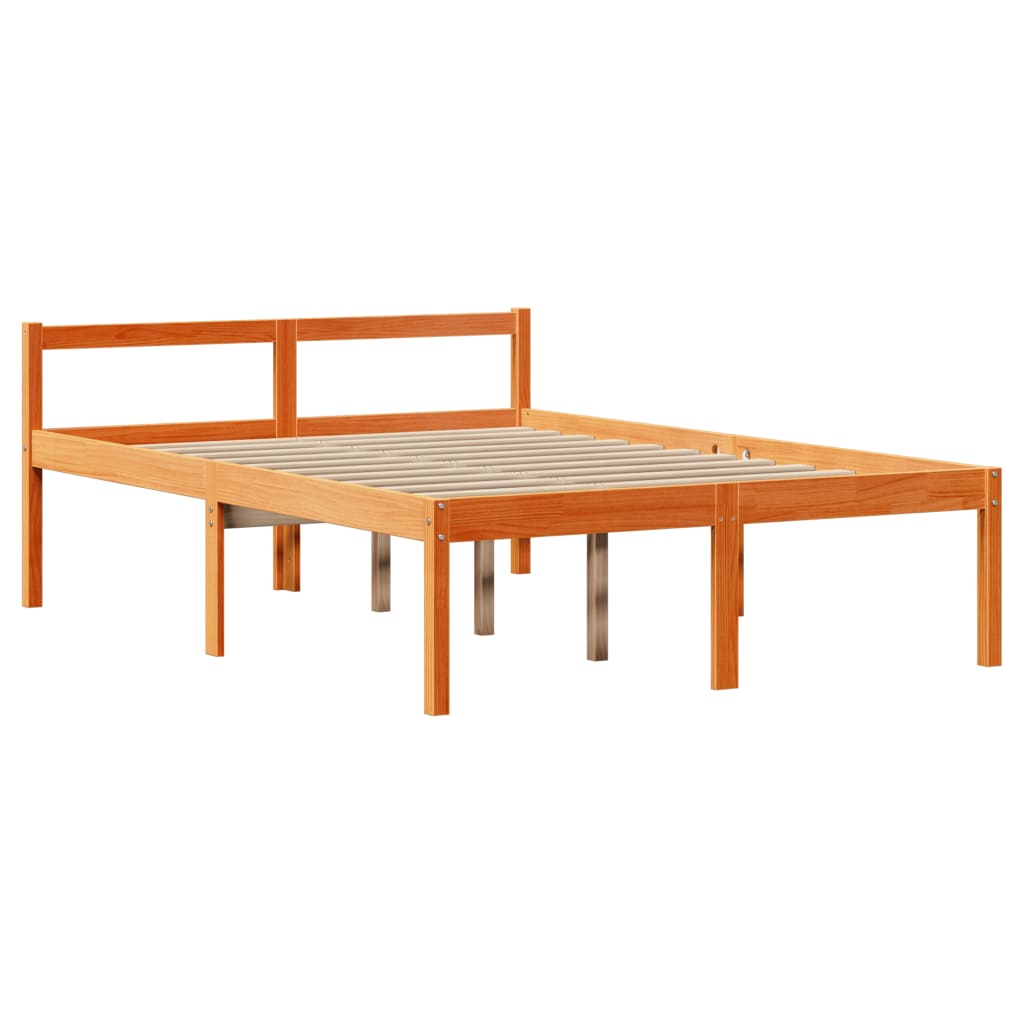 Bed met boekenkast zonder matras hout wasbruin 120x200 cm