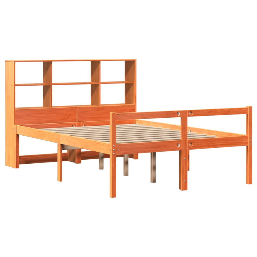 Bed met boekenkast zonder matras hout wasbruin 140x200 cm