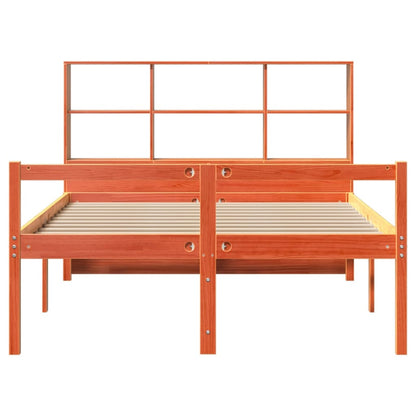 Bed met boekenkast zonder matras hout wasbruin 140x200 cm
