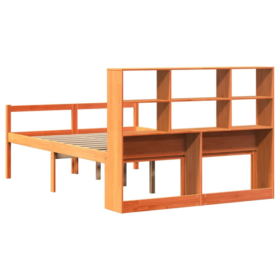 Bed met boekenkast zonder matras hout wasbruin 140x200 cm