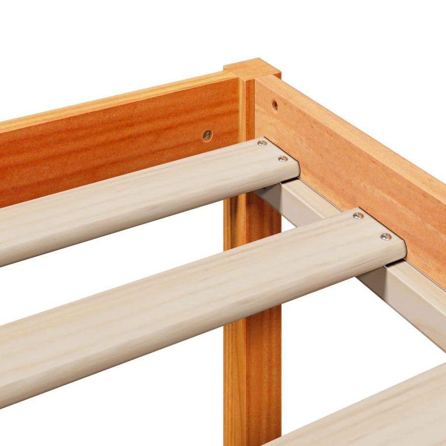 Bed met boekenkast zonder matras hout wasbruin 140x200 cm