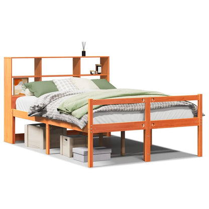 Bed met boekenkast zonder matras hout wasbruin 150x200 cm