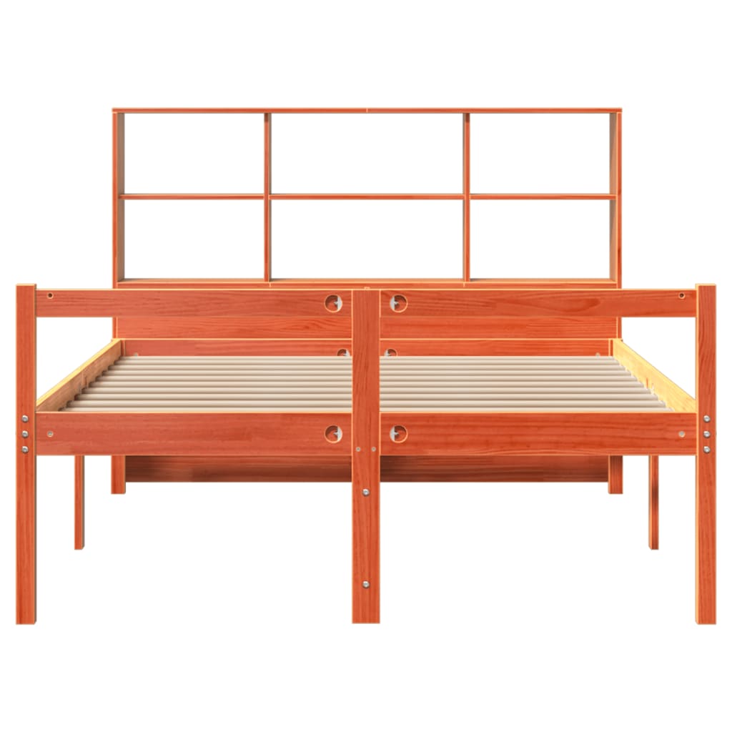Bed met boekenkast zonder matras hout wasbruin 150x200 cm