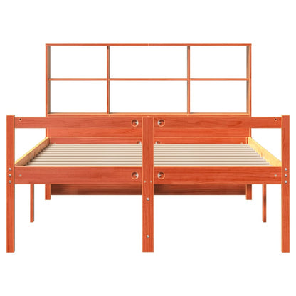 Bed met boekenkast zonder matras hout wasbruin 150x200 cm