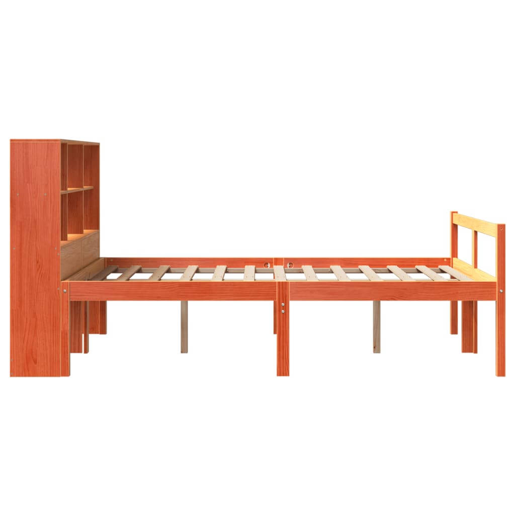 Bed met boekenkast zonder matras hout wasbruin 150x200 cm