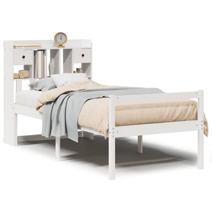 Bed Met Boekenkast Zonder Matras Grenenhout 75 x 190 cm Wit