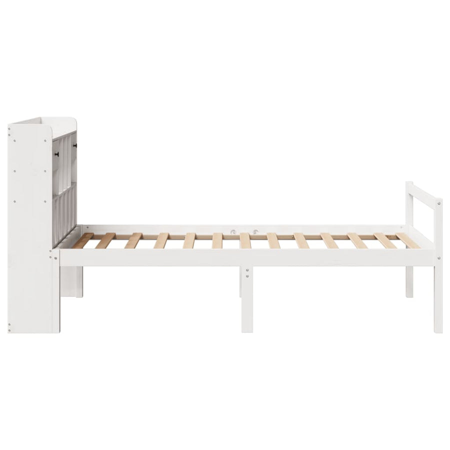 Bed Met Boekenkast Zonder Matras Grenenhout 75 x 190 cm Wit