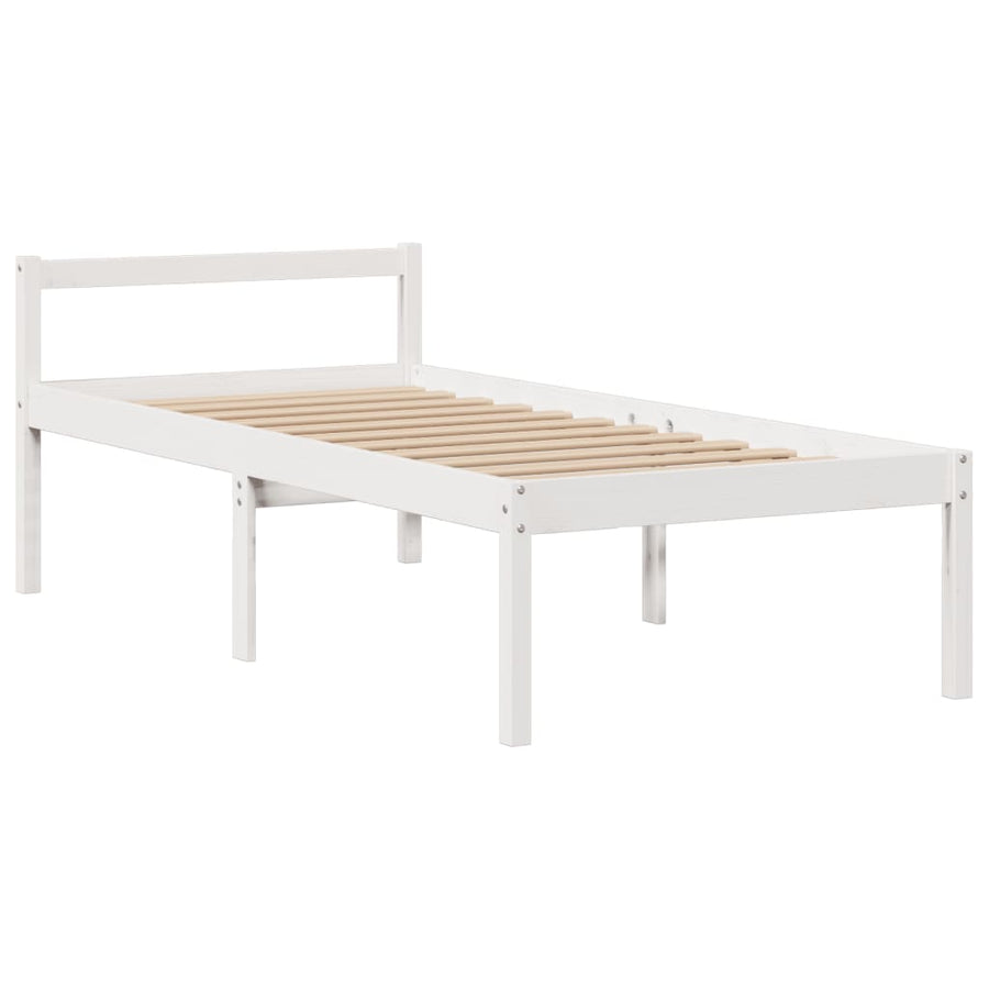 Bed Met Boekenkast Zonder Matras Grenenhout 75 x 190 cm Wit