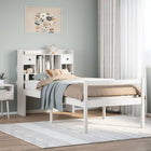 Bed with bookcase without mattress pine wood white 75x190 cm