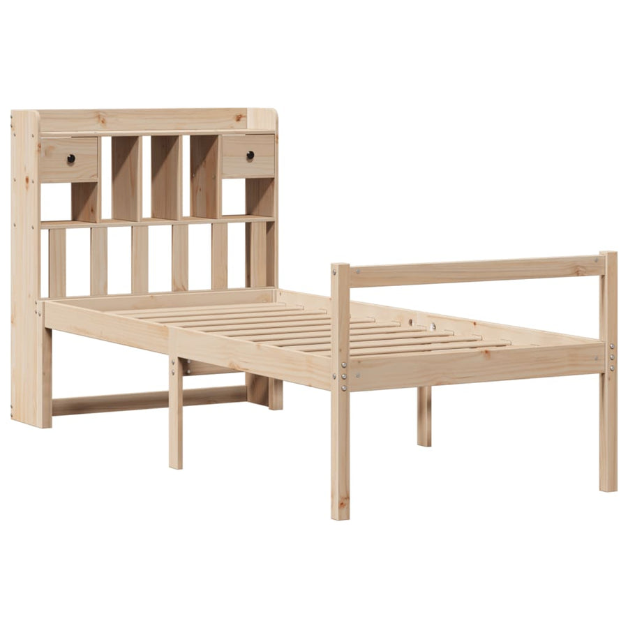 Bed met boekenkast zonder matras massief grenenhout 90x190 cm