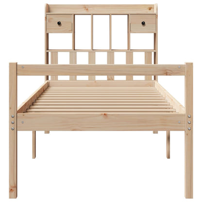 Bed met boekenkast zonder matras massief grenenhout 90x190 cm