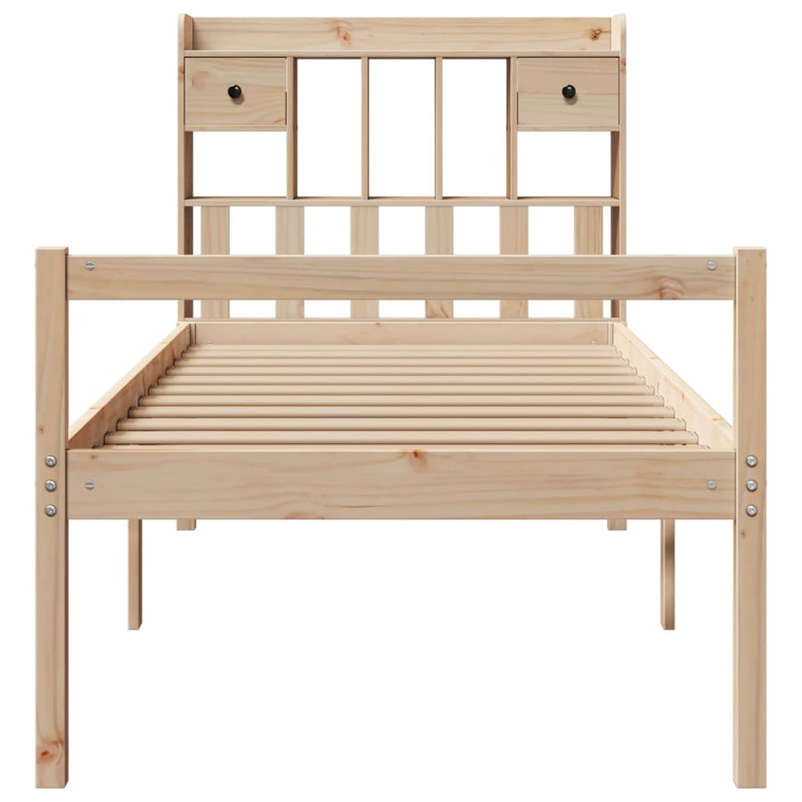 Bed met boekenkast zonder matras massief grenenhout 90x190 cm