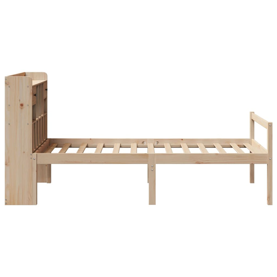 Bed met boekenkast zonder matras massief grenenhout 90x190 cm