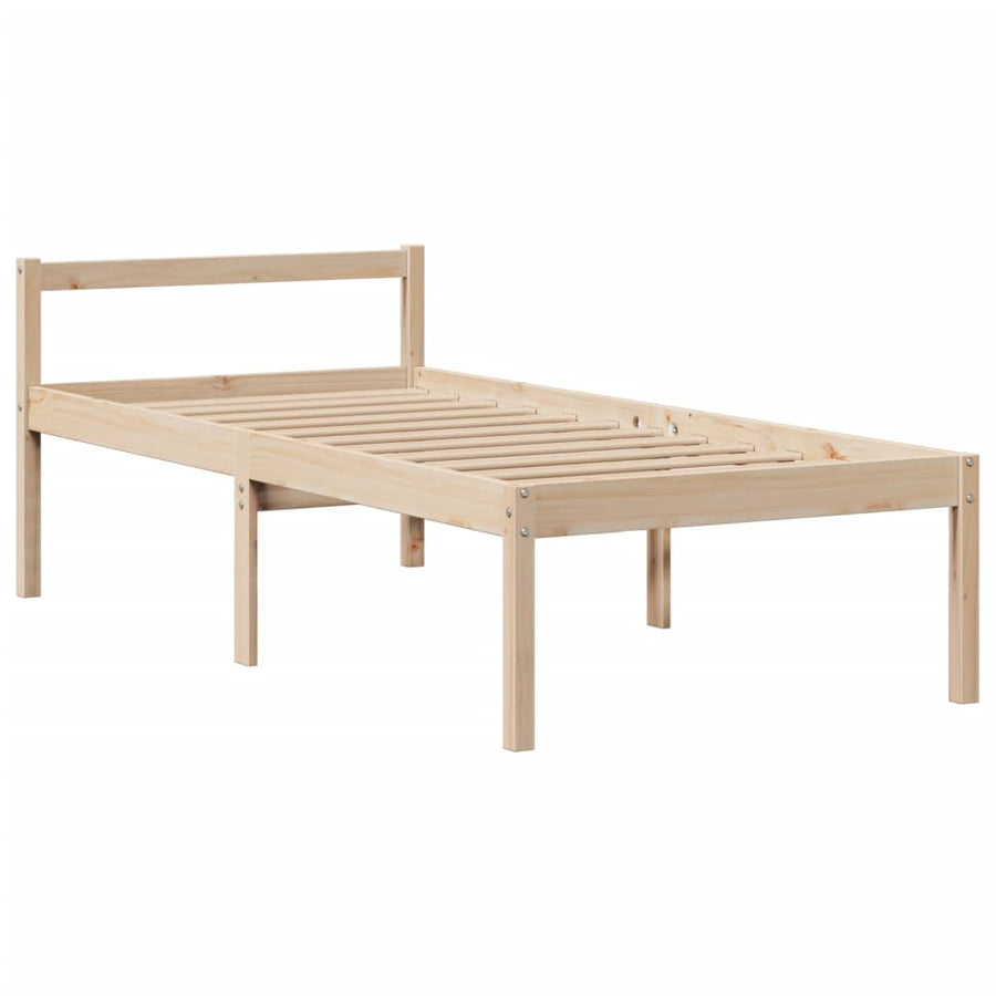 Bed met boekenkast zonder matras massief grenenhout 90x190 cm