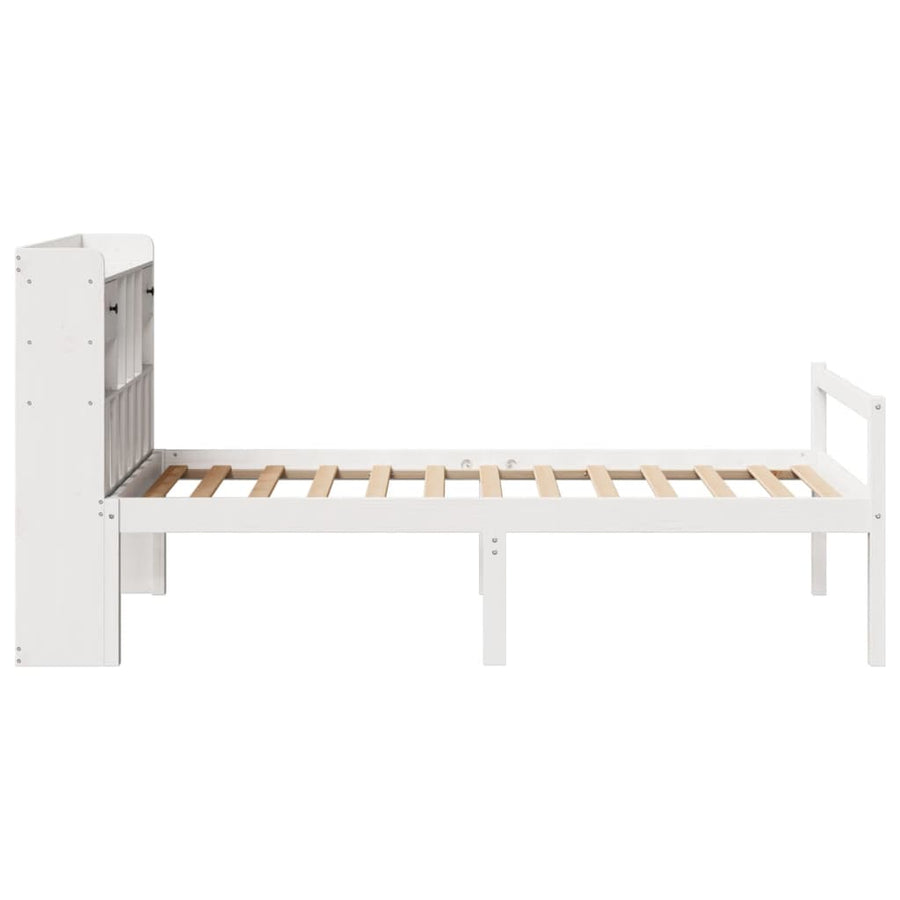 Bed Met Boekenkast Zonder Matras Grenenhout Wit 90X190 Cm