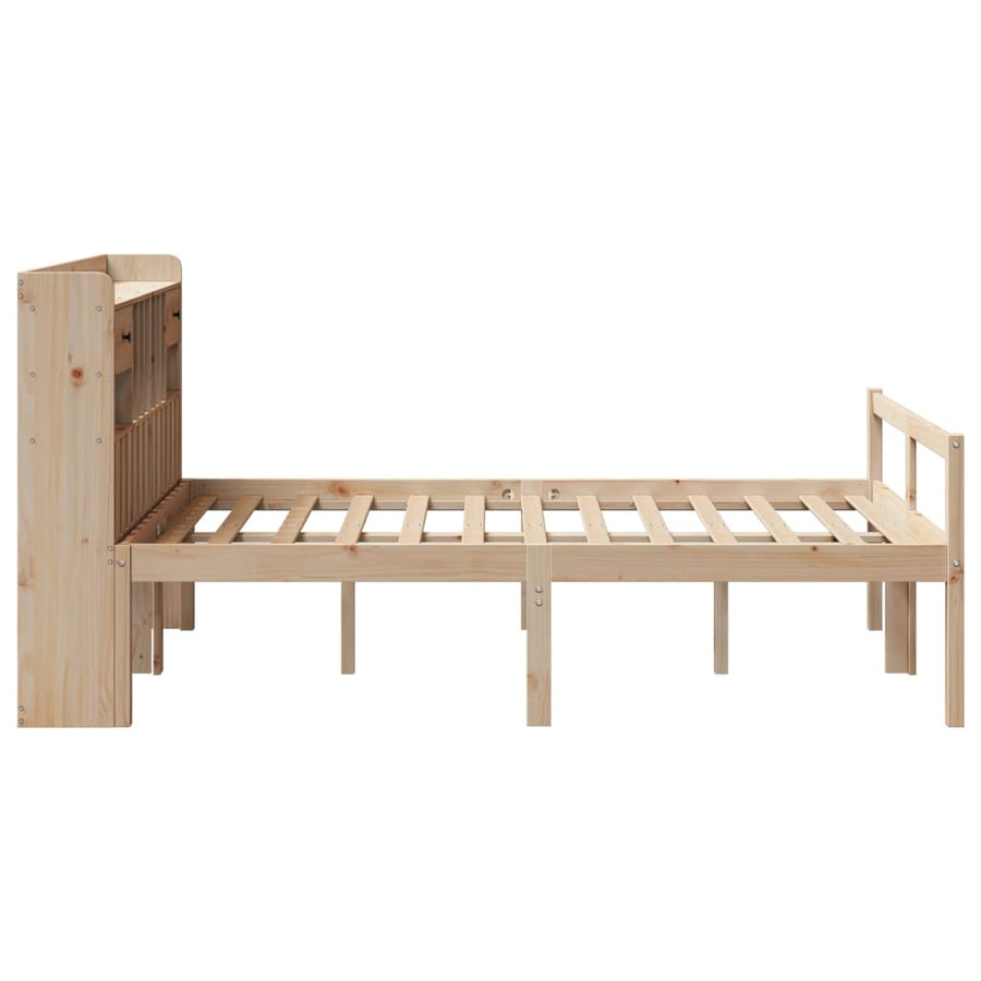 Bed met boekenkast zonder matras massief grenenhout 135x190 cm