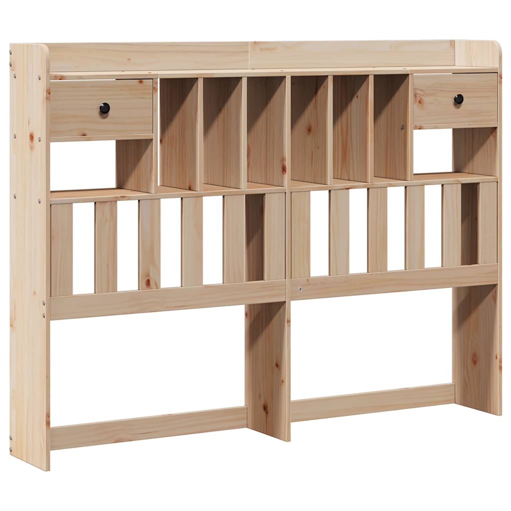 Bed Met Boekenkast Zonder Matras Massief Grenenhout 140 x 190 cm Naturel