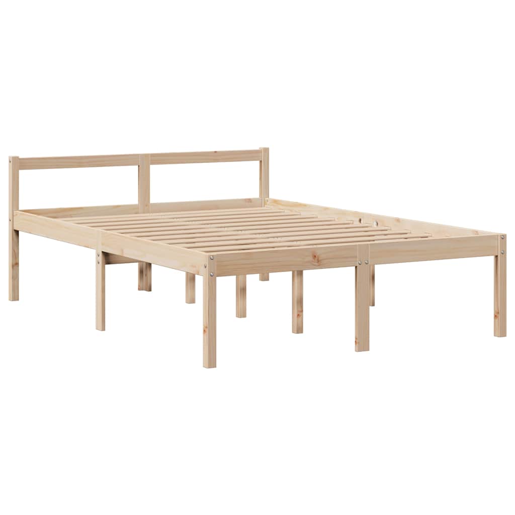 Bed Met Boekenkast Zonder Matras Massief Grenenhout 140 x 190 cm Naturel