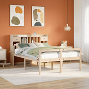 Bed massief grenenhout 140x190 cm met boekenkast