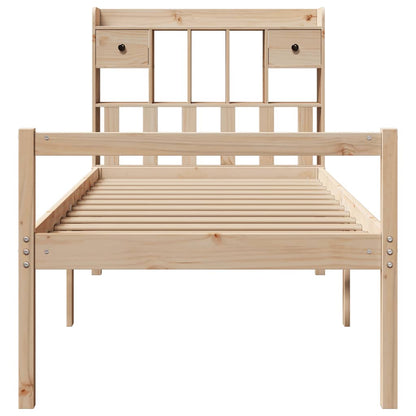 Bed Met Boekenkast Zonder Matras Massief Grenenhout 90 x 200 cm Naturel