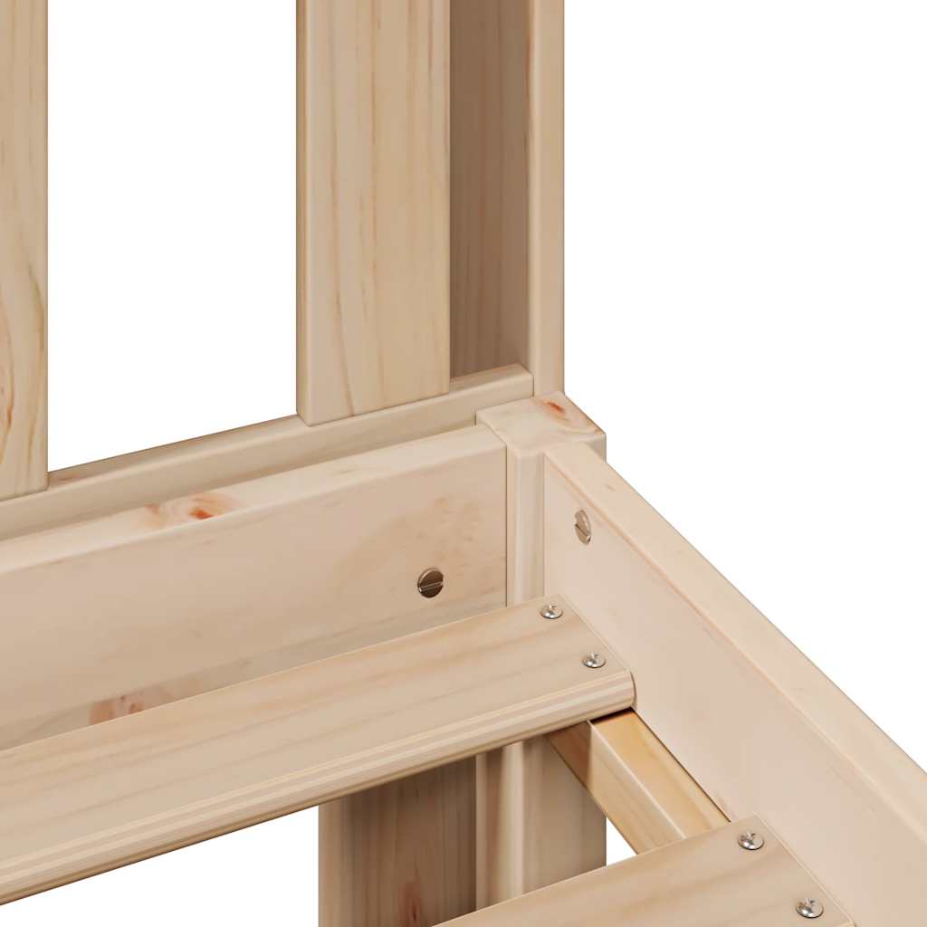 Bed Met Boekenkast Zonder Matras Massief Grenenhout 140 x 200 cm Naturel