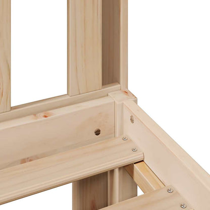 Bed Met Boekenkast Zonder Matras Massief Grenenhout 140 x 200 cm Naturel