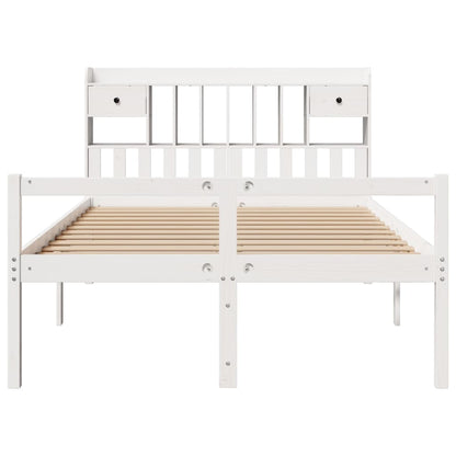 Bed met boekenkast zonder matras grenenhout wit 140x200 cm