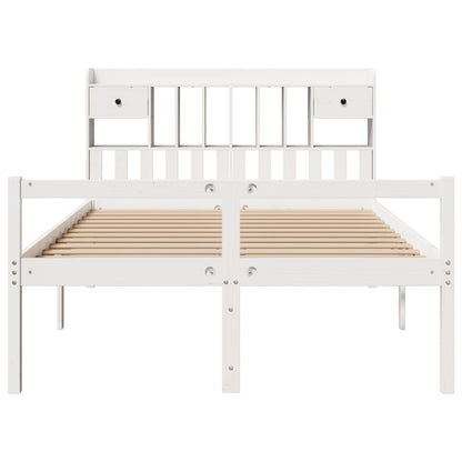 Bed met boekenkast zonder matras grenenhout wit 150x200 cm