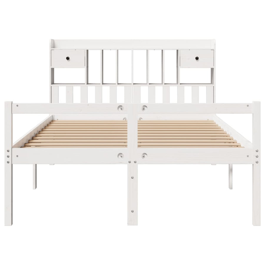 Bed met boekenkast zonder matras grenenhout wit 150x200 cm