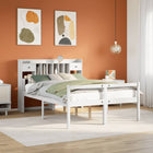 Bed met boekenkast zonder matras grenenhout wit 150x200 cm